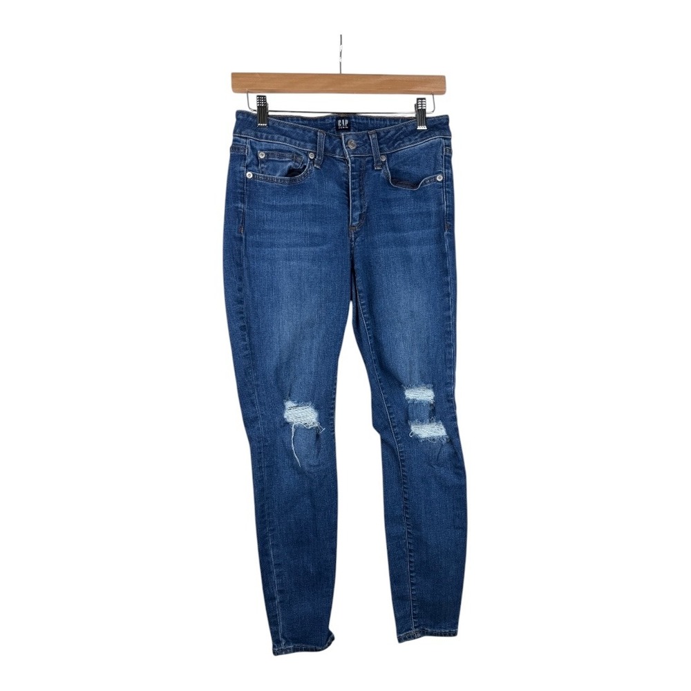 GAP Women's‎ Curvy True Skinny Denim Blue Jeans size 28R Distressed